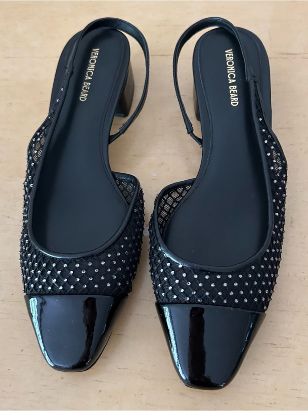 Veronica Beard Cecile rhinestone mesh cap- toe sling back women’s shoe size 8